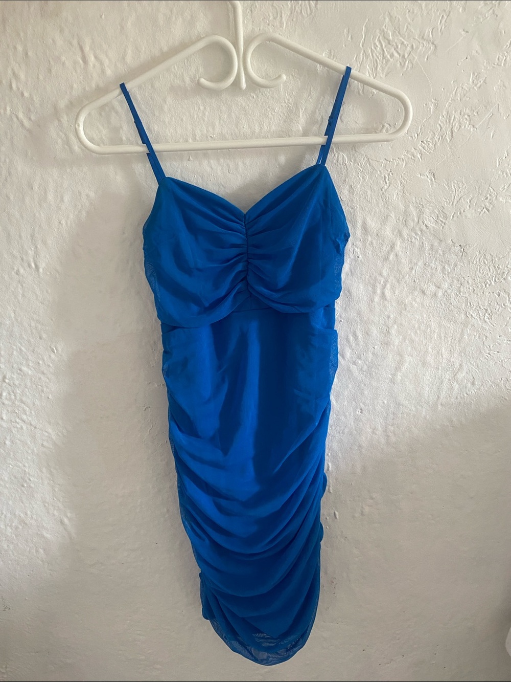 Emerald Sundae Cobalt Ruched Spaghetti-Strap Midi Dress